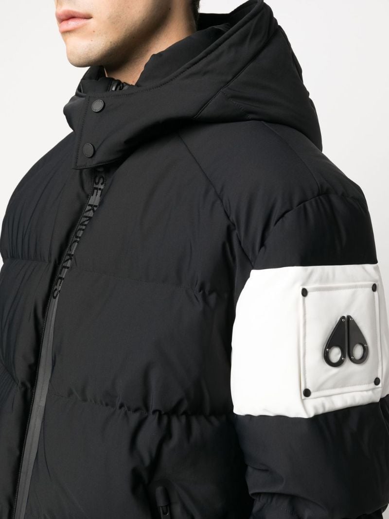 Black Logo Plaque Hooded Padded Jacket
