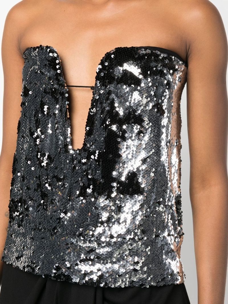 Grey Sequin-embellished Top