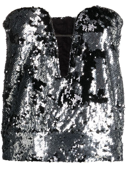 Grey Sequin-embellished Top