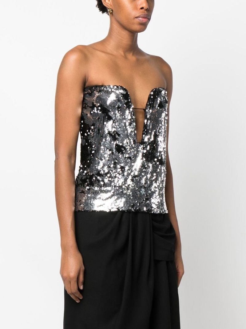 Grey Sequin-embellished Top