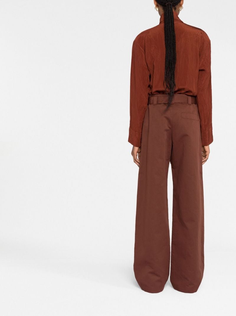 Brown Belted Wide-leg Trousers