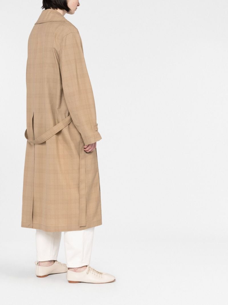 Neutral Check Double-breasted Wool Coat