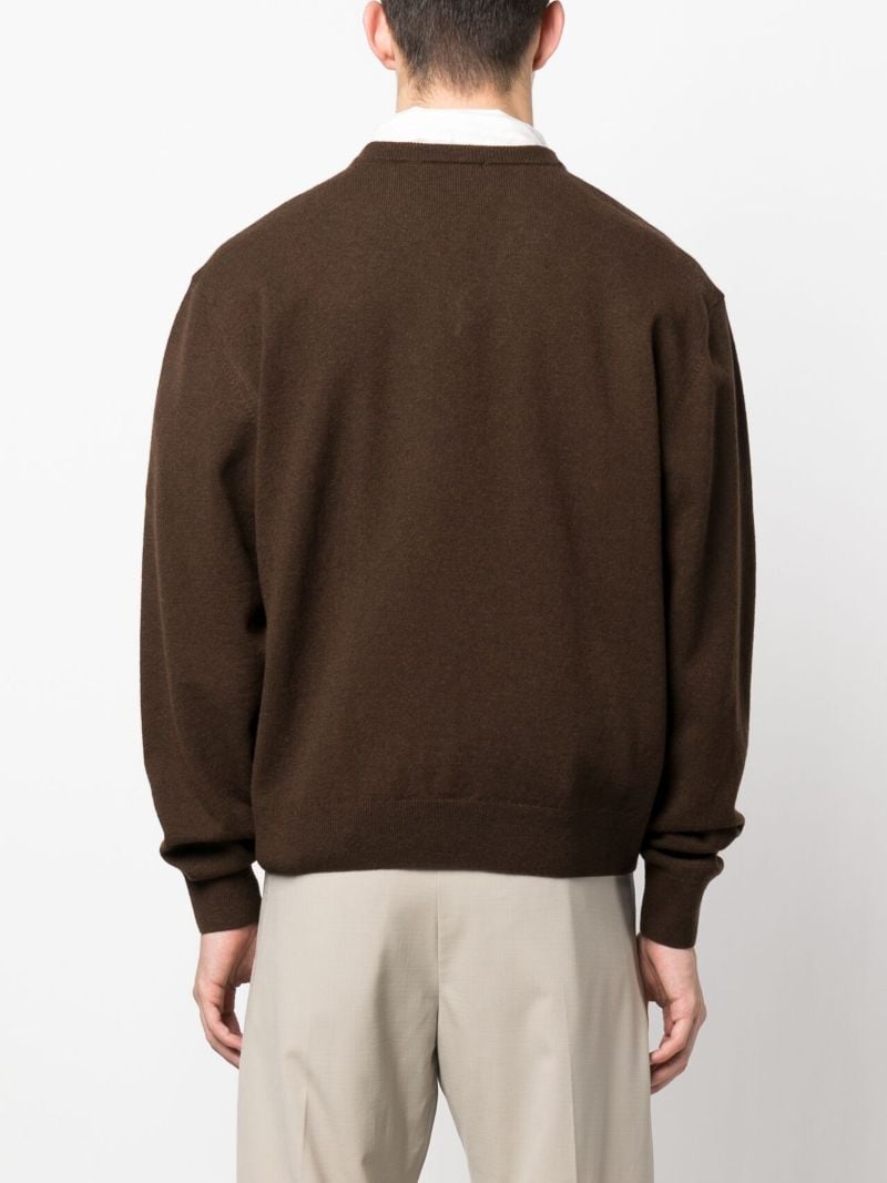 Brown V-neck Wool Sweater