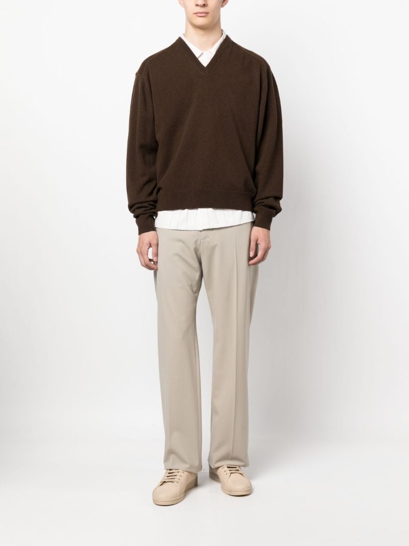Brown V-neck Wool Sweater