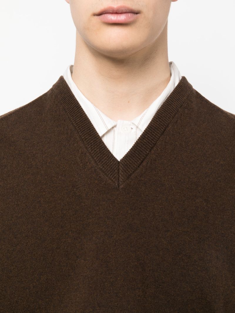Brown V-neck Wool Sweater