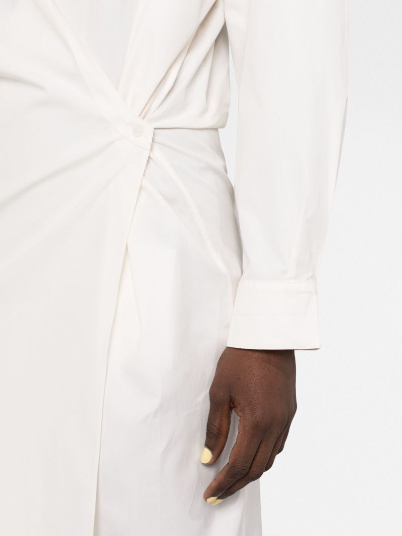 White Twisted Cotton Midi Dress