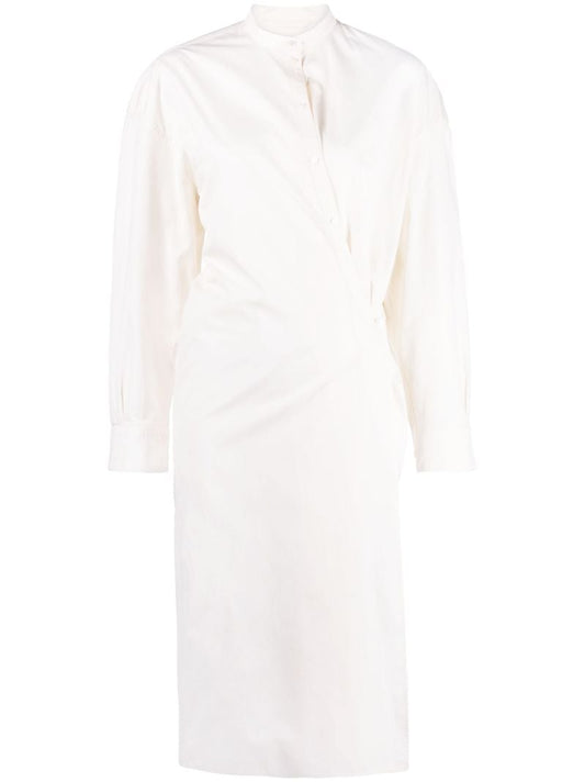 White Twisted Cotton Midi Dress