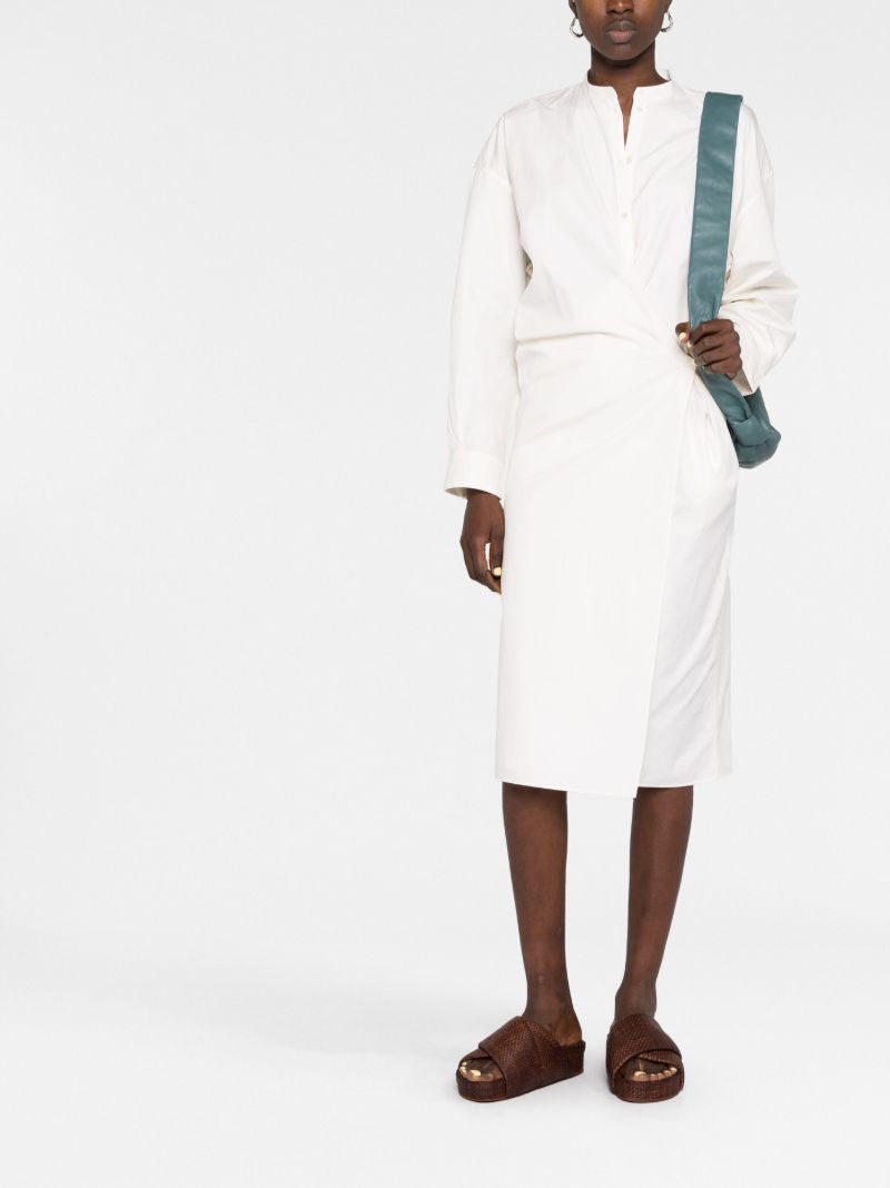 White Twisted Cotton Midi Dress