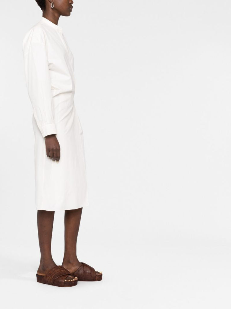 White Twisted Cotton Midi Dress