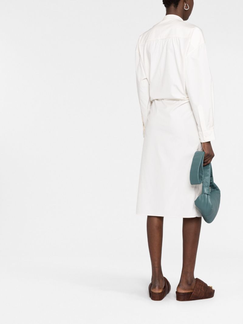 White Twisted Cotton Midi Dress