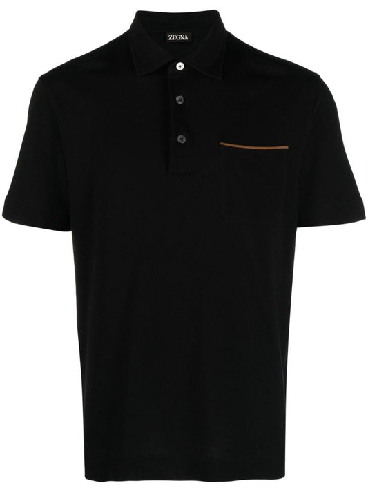 Black Cotton Polo Shirt