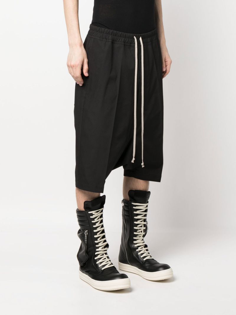 Black Drop-crotch Drawstring Shorts
