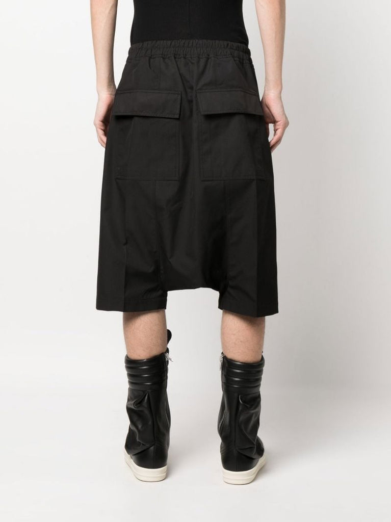 Black Drop-crotch Drawstring Shorts