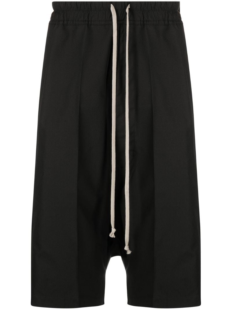 Black Drop-crotch Drawstring Shorts