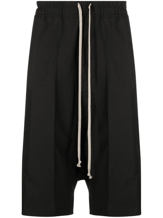 Black Drop-crotch Drawstring Shorts