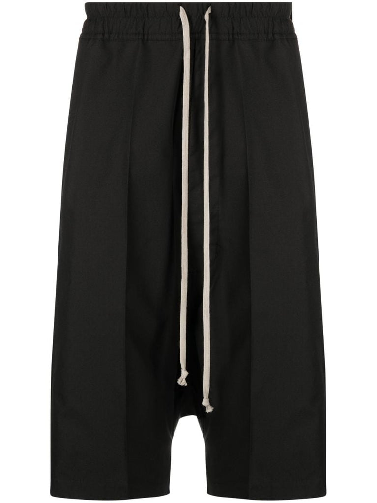 Black Drop-crotch Drawstring Shorts