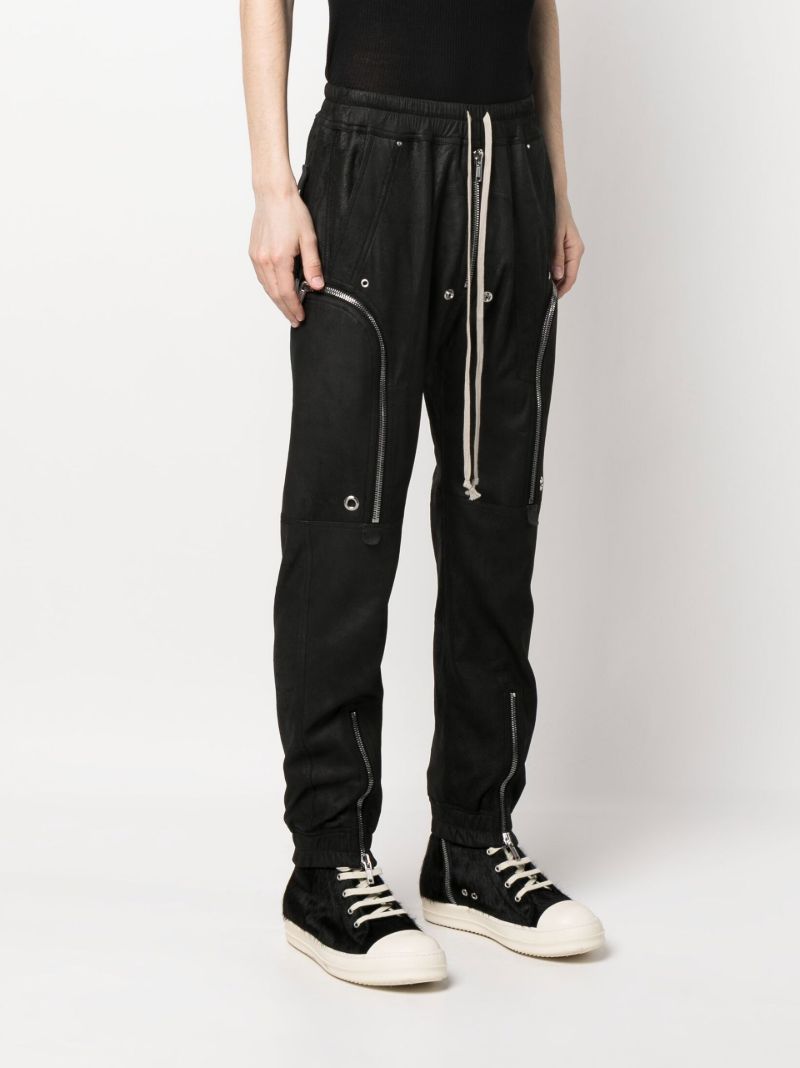 Black Leather Cargo Trousers