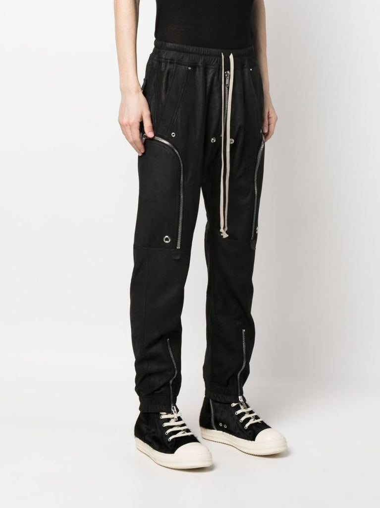 Black Leather Cargo Trousers
