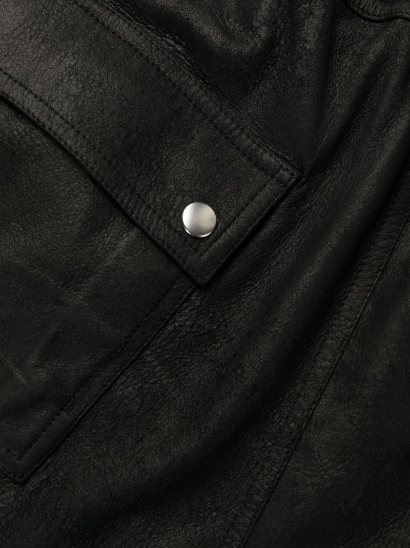 Black Leather Cargo Trousers