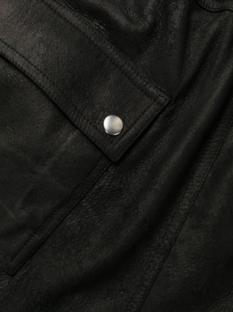 Black Leather Cargo Trousers