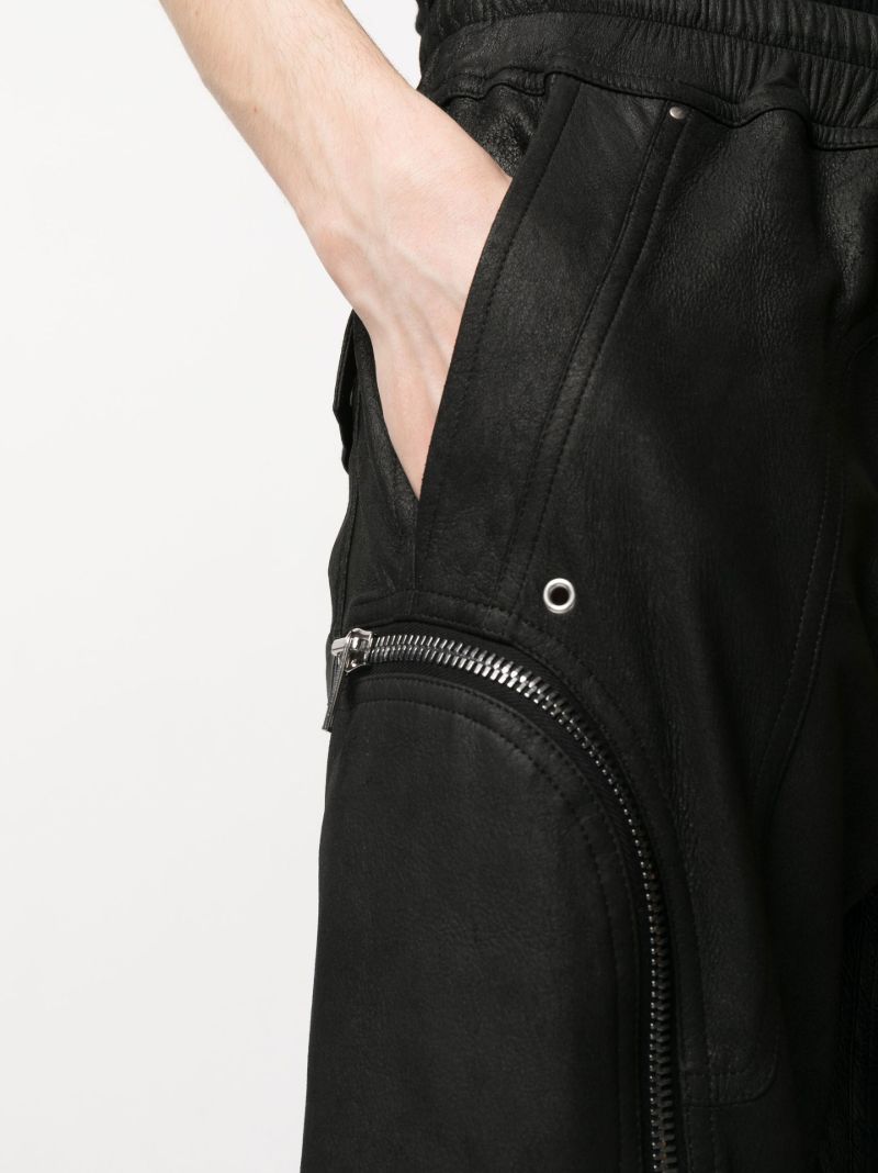 Black Leather Cargo Trousers