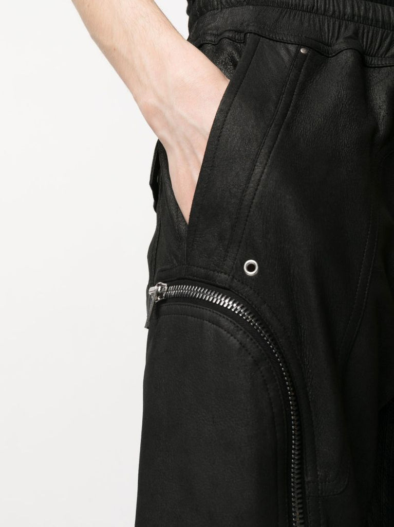 Black Leather Cargo Trousers