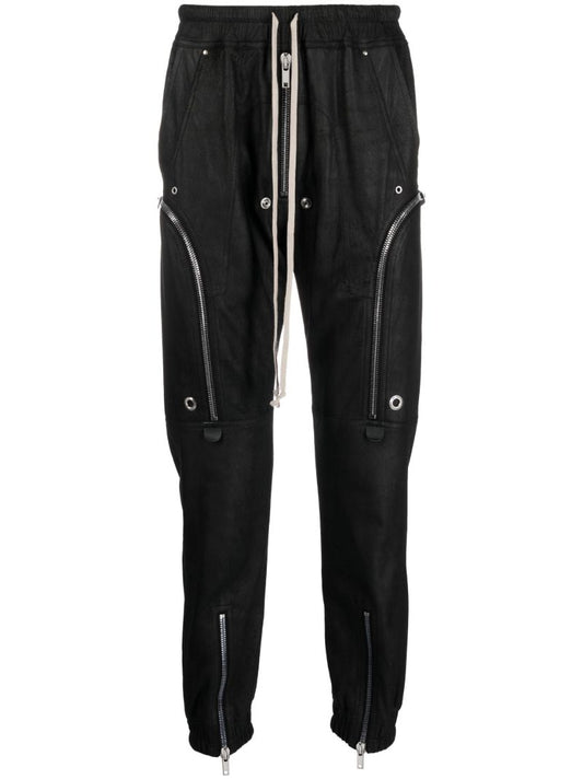 Black Leather Cargo Trousers