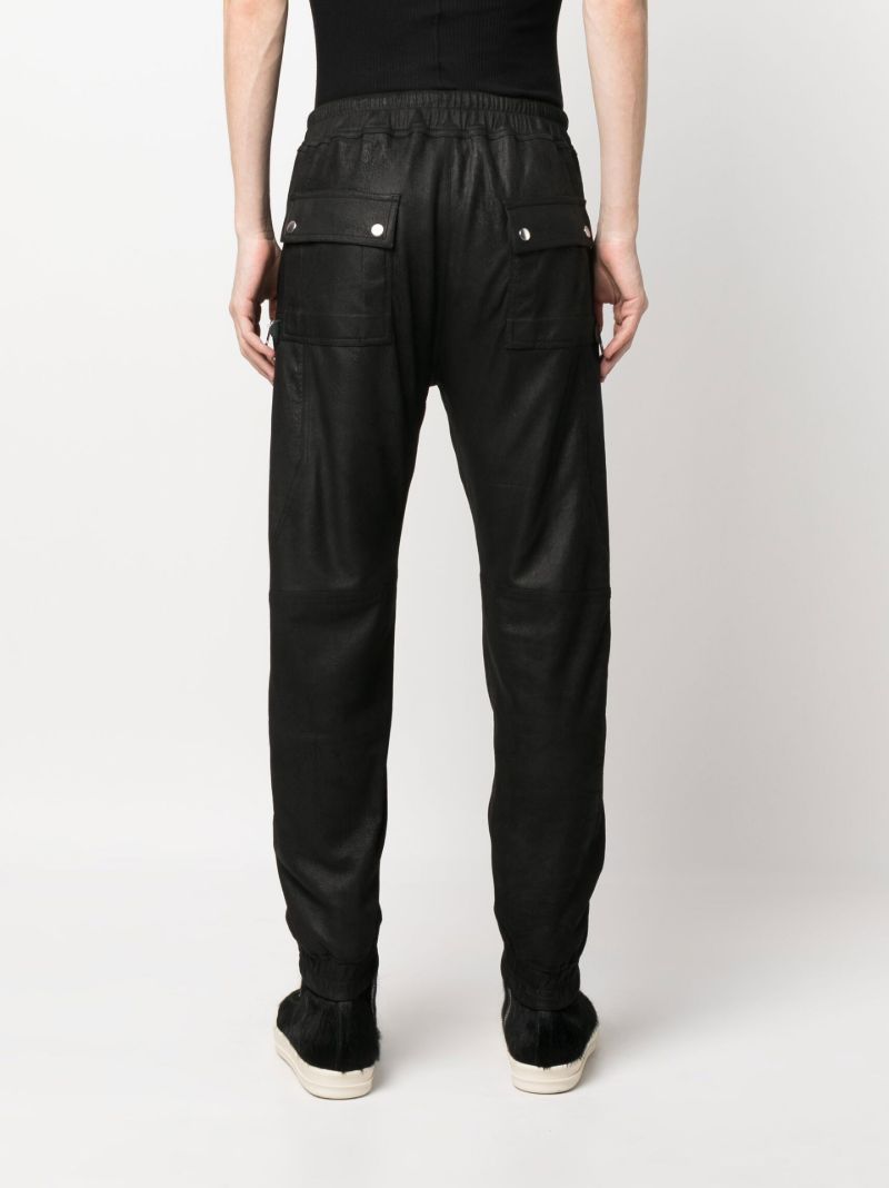 Black Leather Cargo Trousers