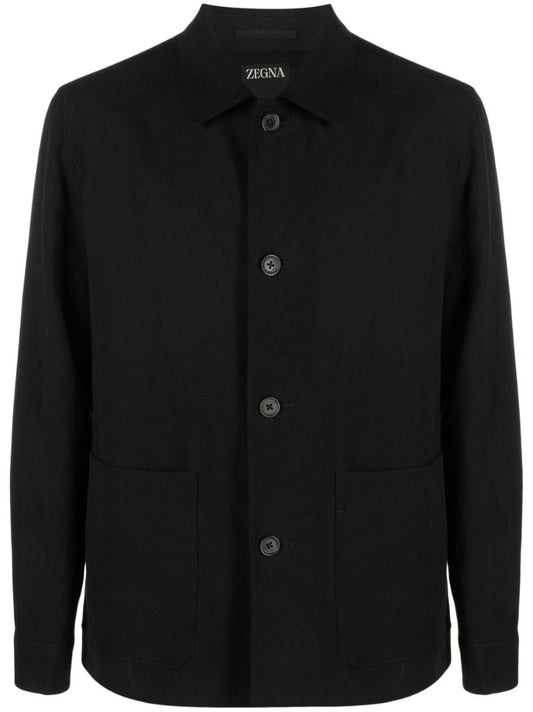 Black Button-up Shirt Jacket