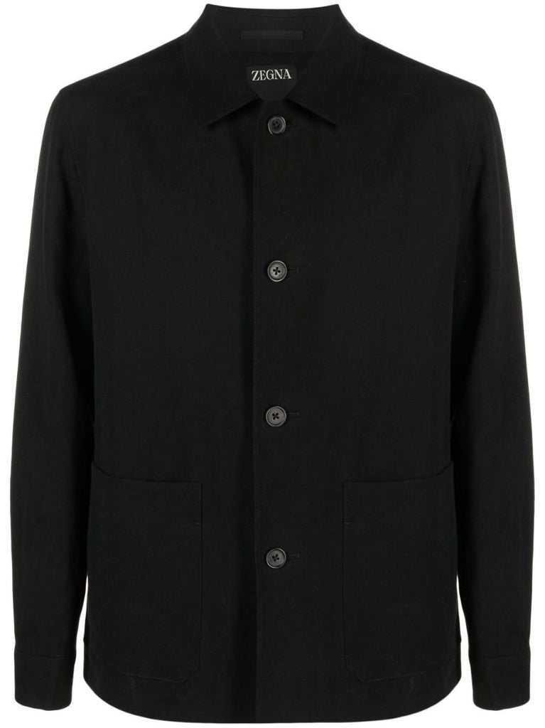 Black Button-up Shirt Jacket