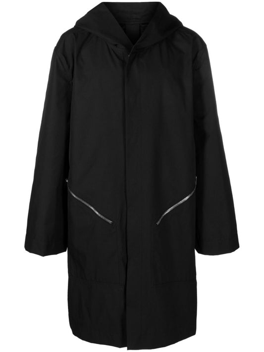 Black Oversize Hooded Raincoat