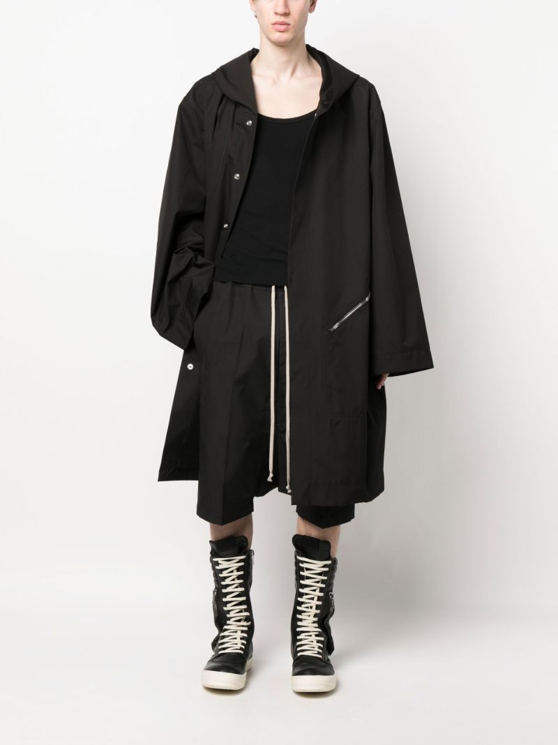 Black Oversize Hooded Raincoat