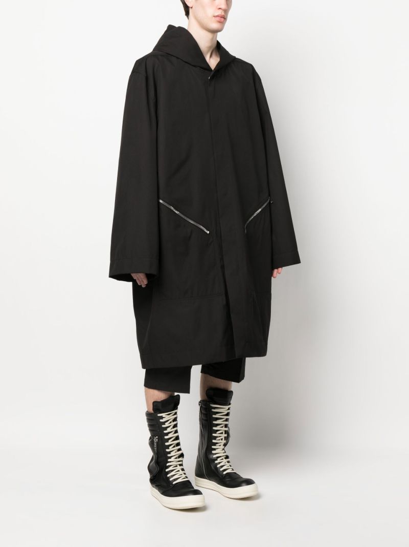 Black Oversize Hooded Raincoat