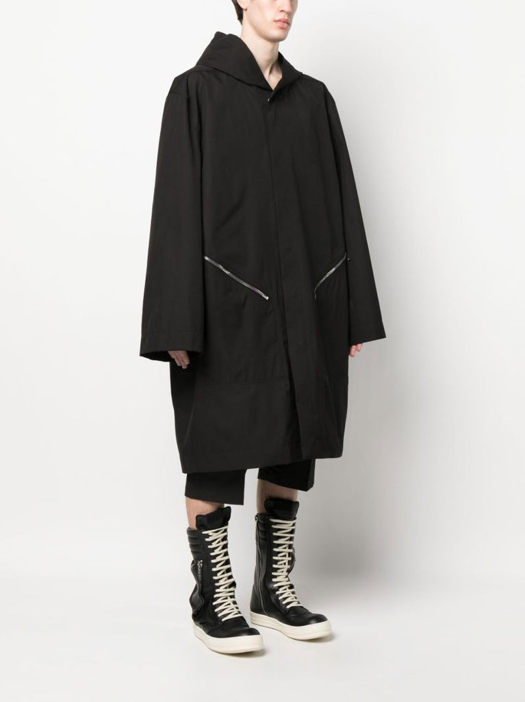 Black Oversize Hooded Raincoat