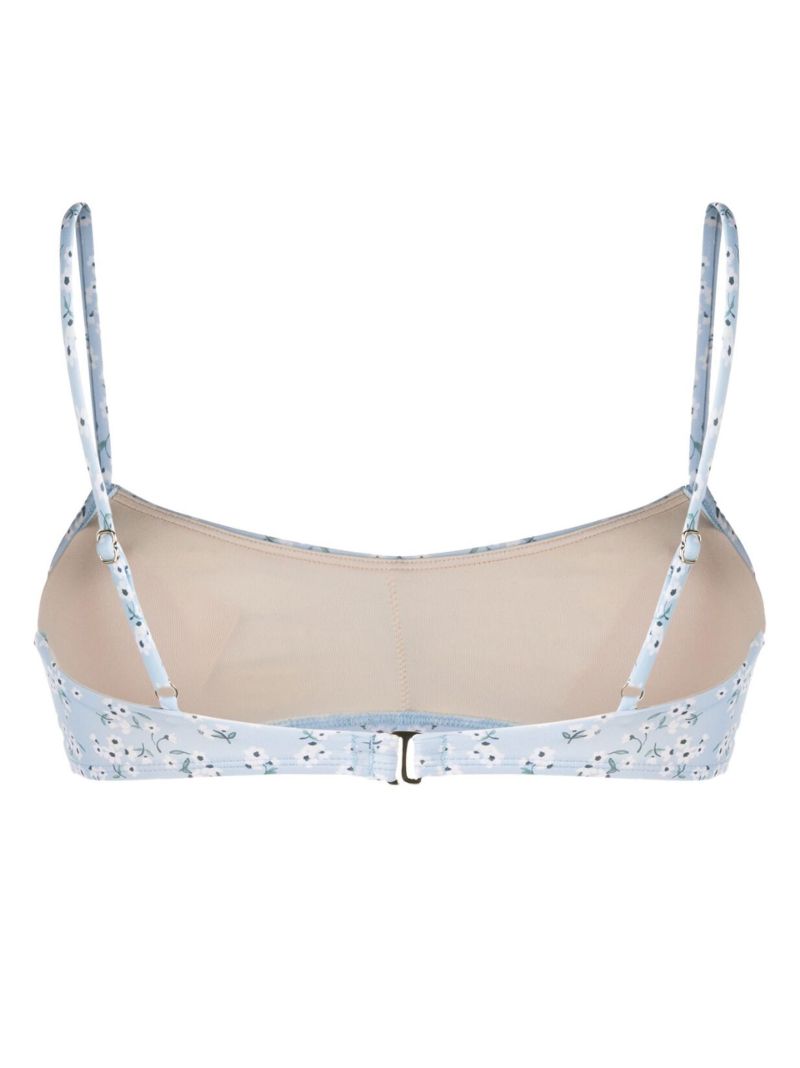 Blue Floral-print Bikini Top
