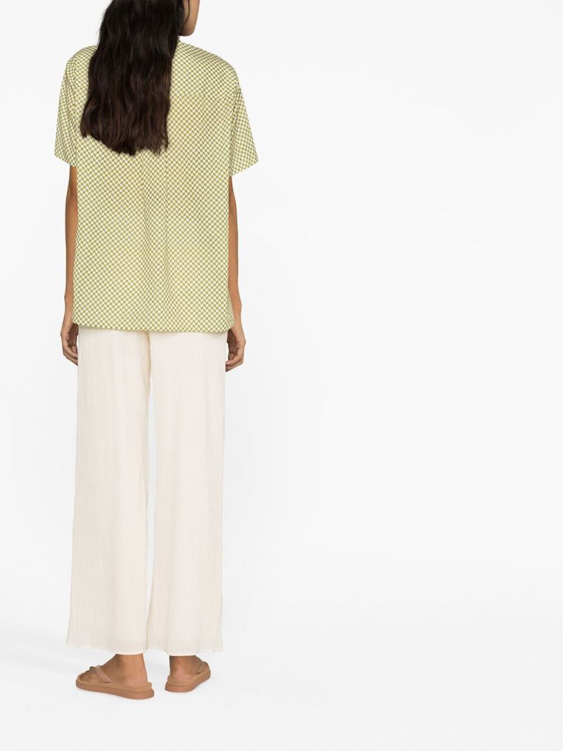 Green Checkerboard Cotton Print Shirt