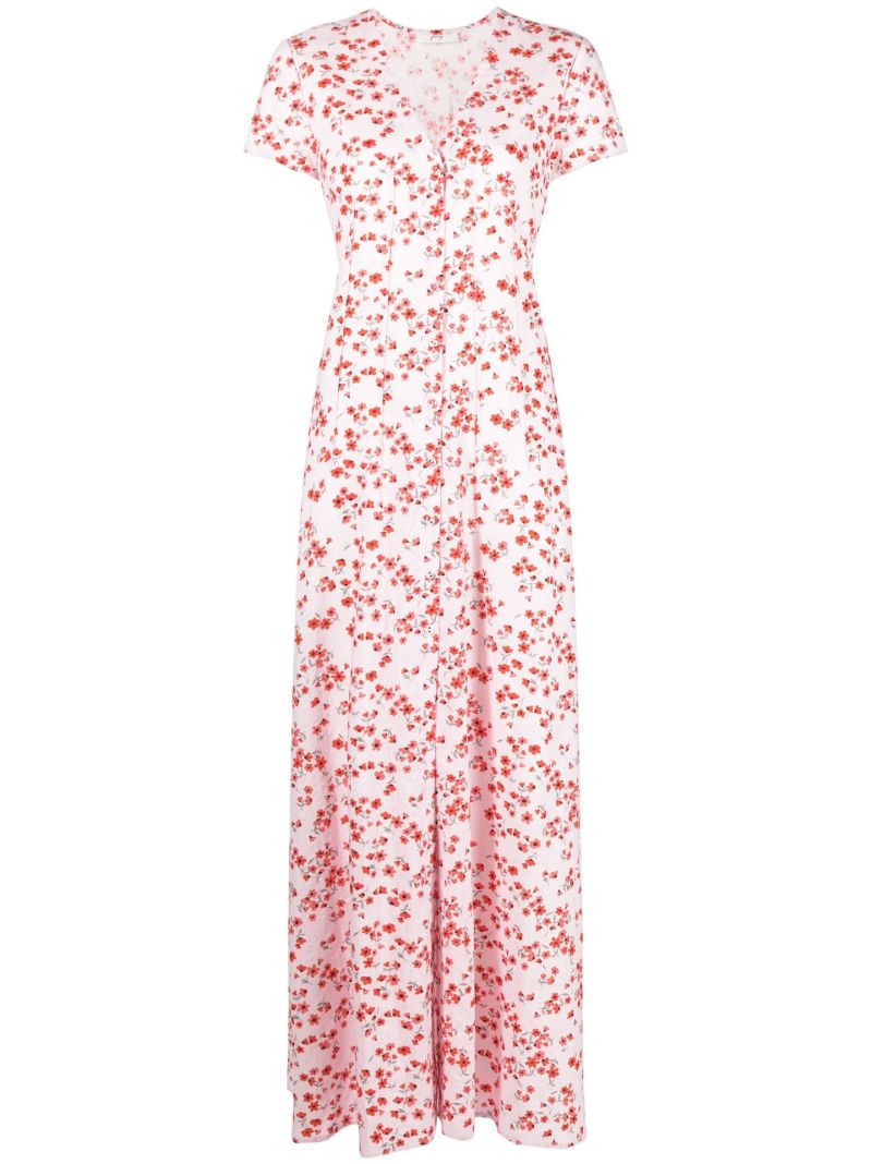 Pink Summer Floral Print Midi Dress