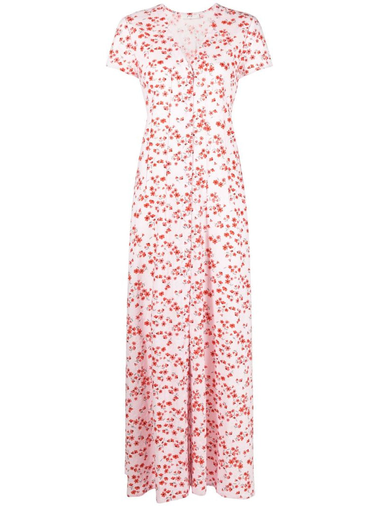 Pink Summer Floral Print Midi Dress