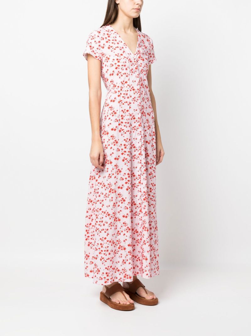 Pink Summer Floral Print Midi Dress