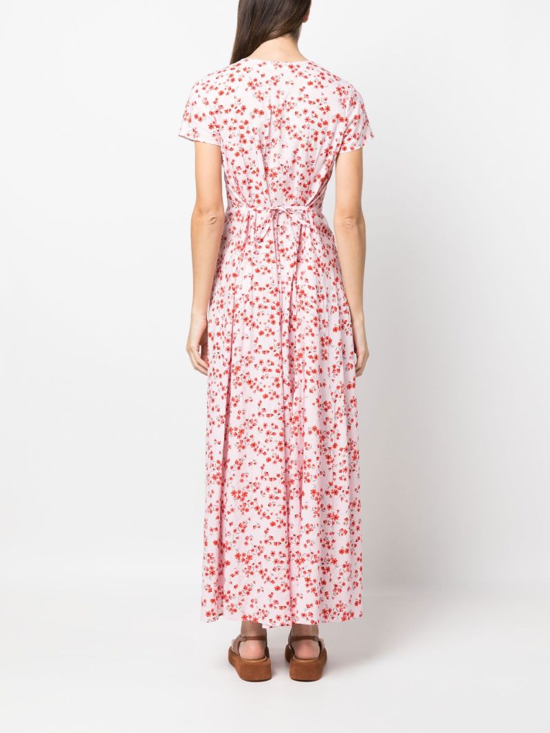 Pink Summer Floral Print Midi Dress