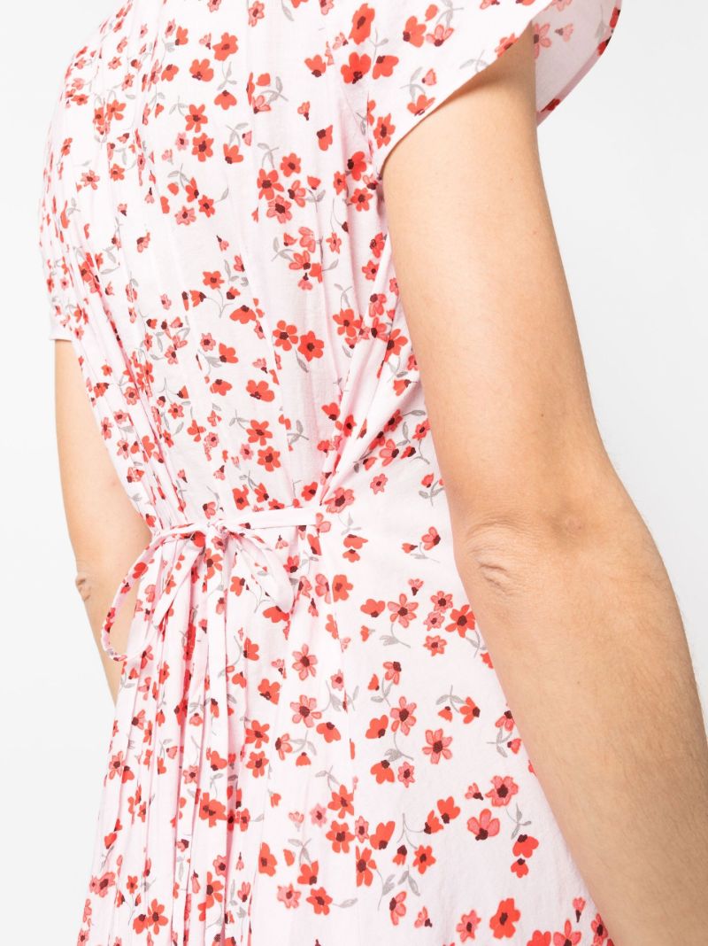 Pink Summer Floral Print Midi Dress