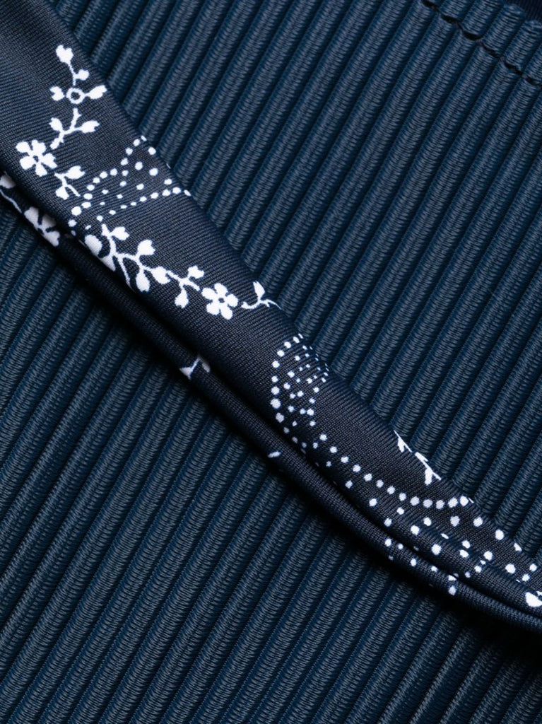 Blue Thea Ribbed Bandana Print Swimsuit