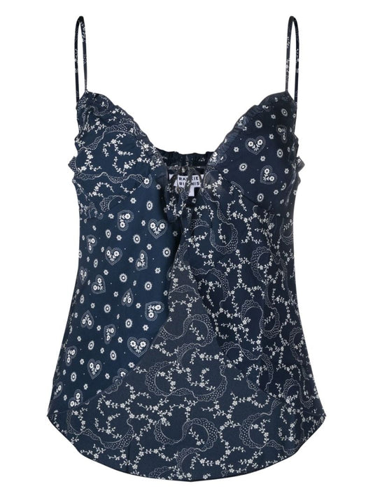 Blue Flora Bandana Print Camisole Top