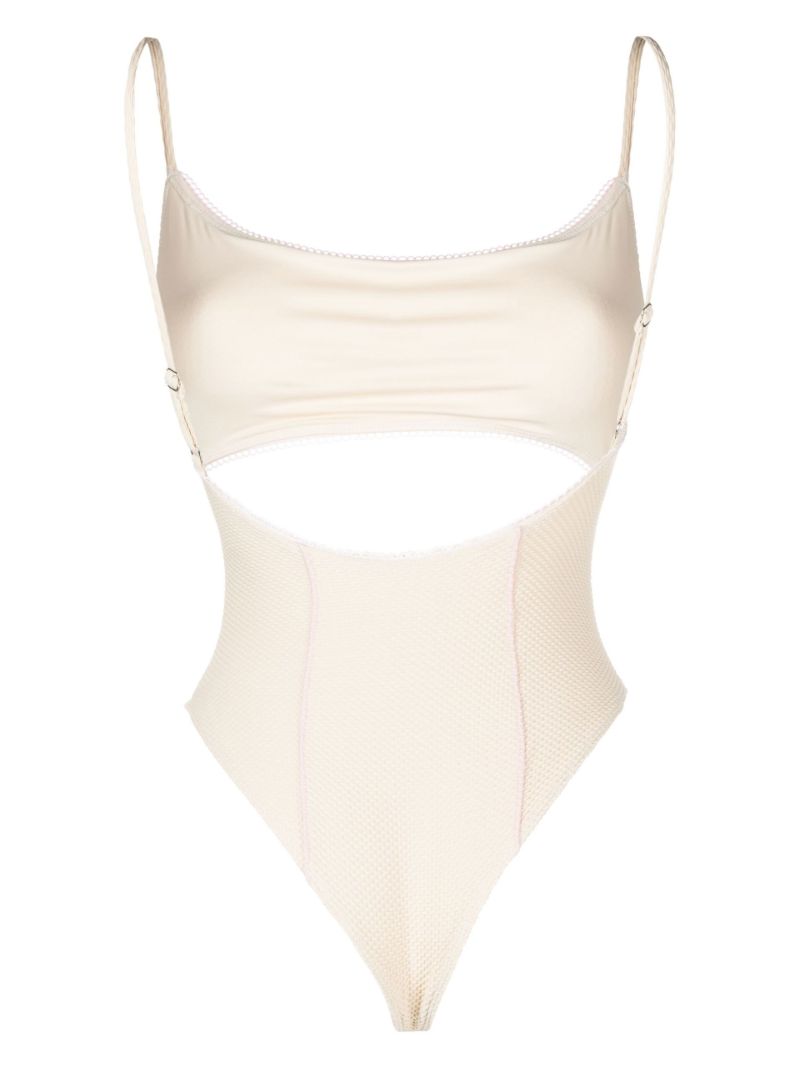 Neutral Julianne Waffle Knit Cut-out Swimsuit