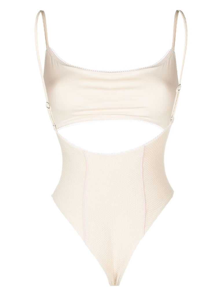 Neutral Julianne Waffle Knit Cut-out Swimsuit