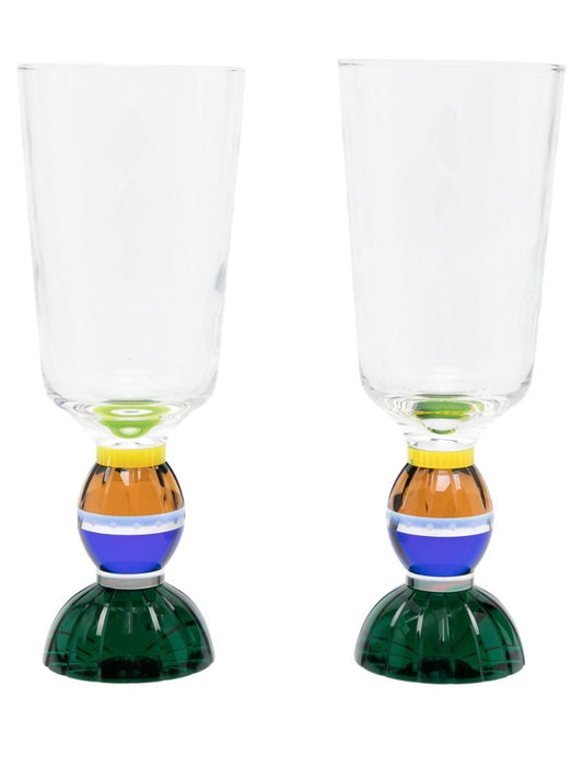 Green Ascot Tall Crystal Glasses Set