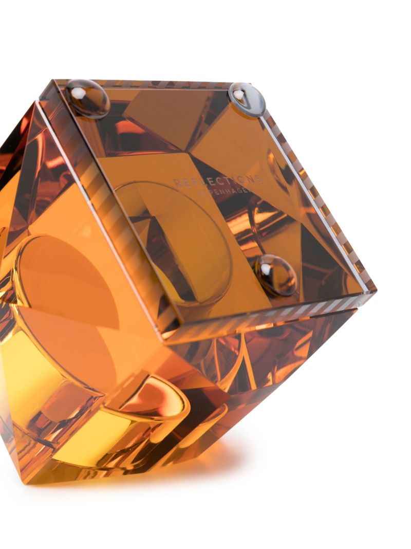 Orange Ophelia Crystal Tea Light Holder Set