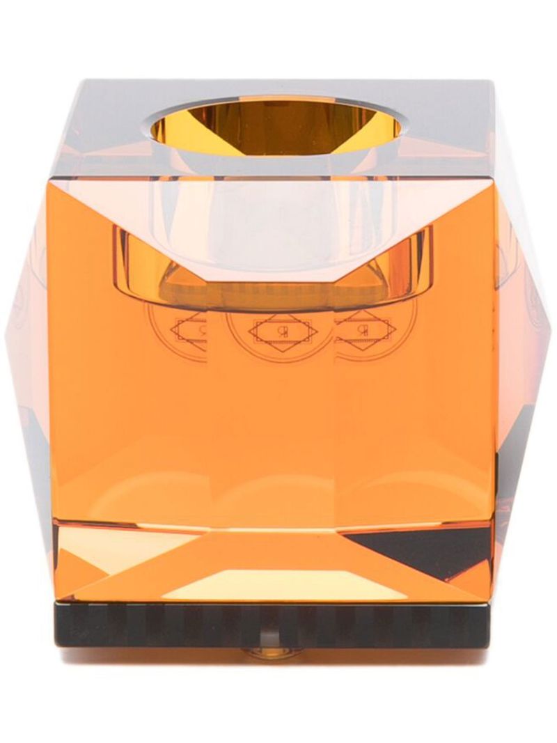 Orange Ophelia Crystal Tea Light Holder Set