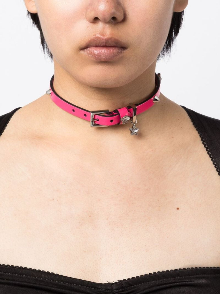 Silver-tone La Medusa Leather Necklace