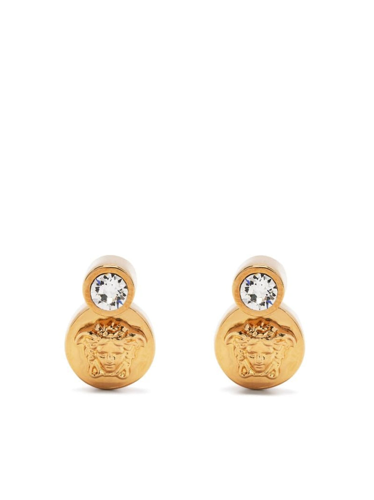 Gold-tone Medusa Crystal Stud Earrings